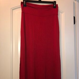 Red fold over maxi skirt, medium